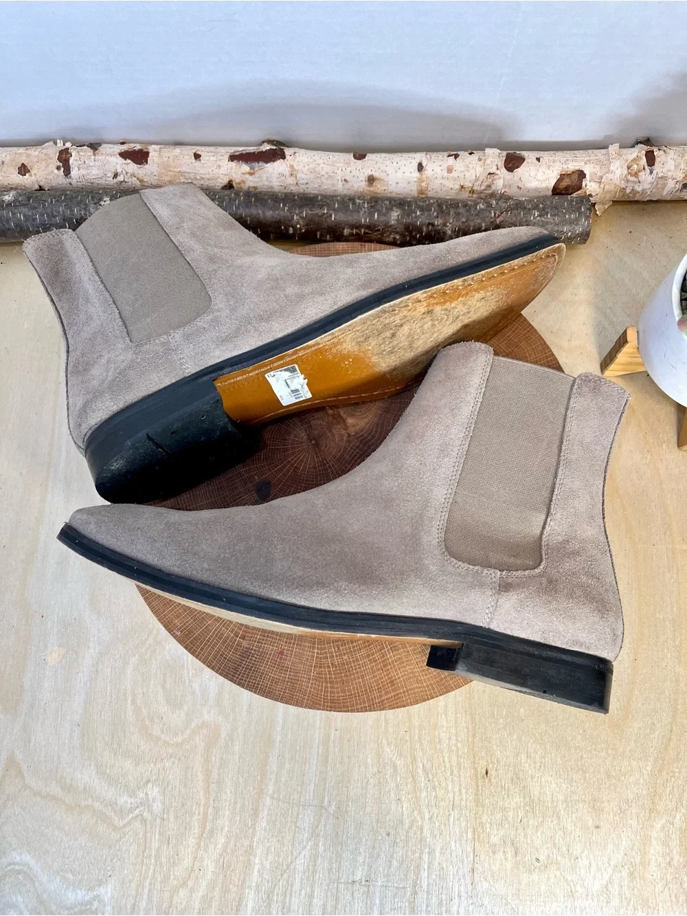 Express Men's Gray Taupe Suede Chelsea Boots Size 11